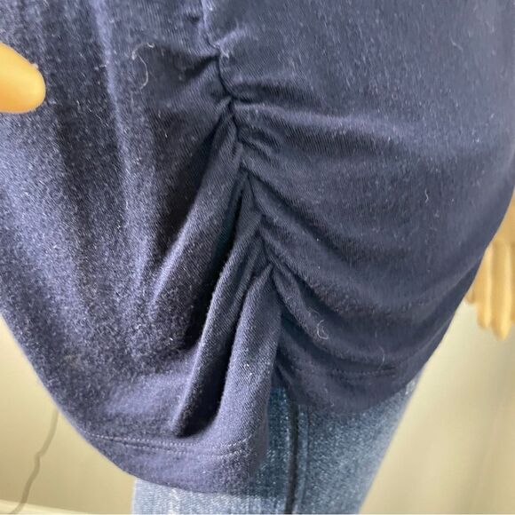 Love J Short Sleeve Color Block Striped Blouse Size Large Teal Navy Blue White - Picture 5 of 10